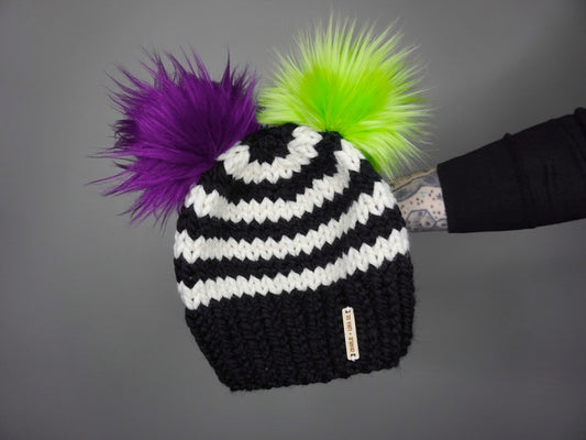 The Beetlejuice Double Pom Beanie - Choose your poms