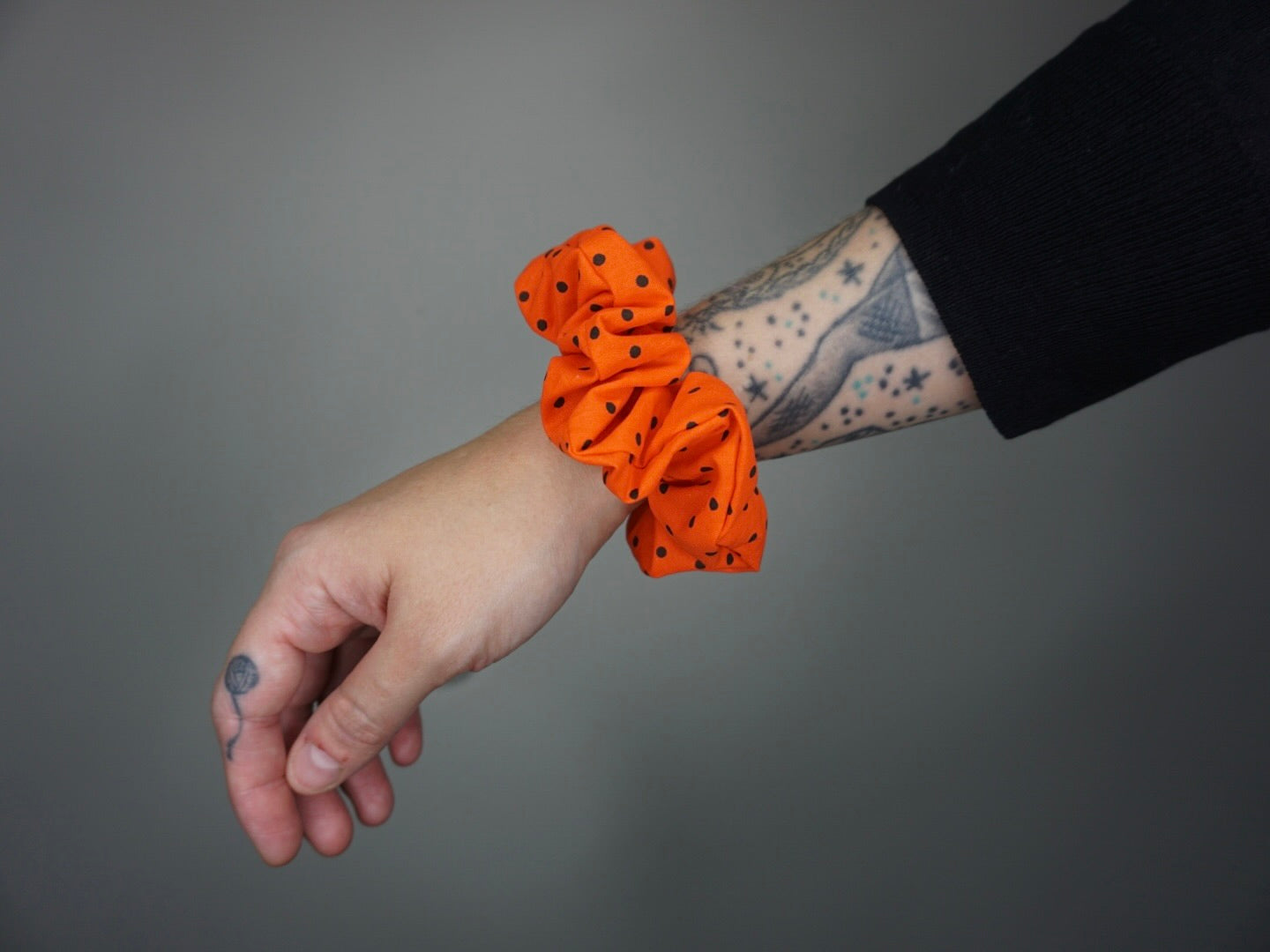 Orange Polka Dot Halloween Scrunchie