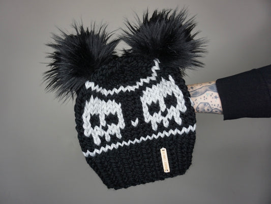 The Skull Double Pom Beanie - Choose Your Colors