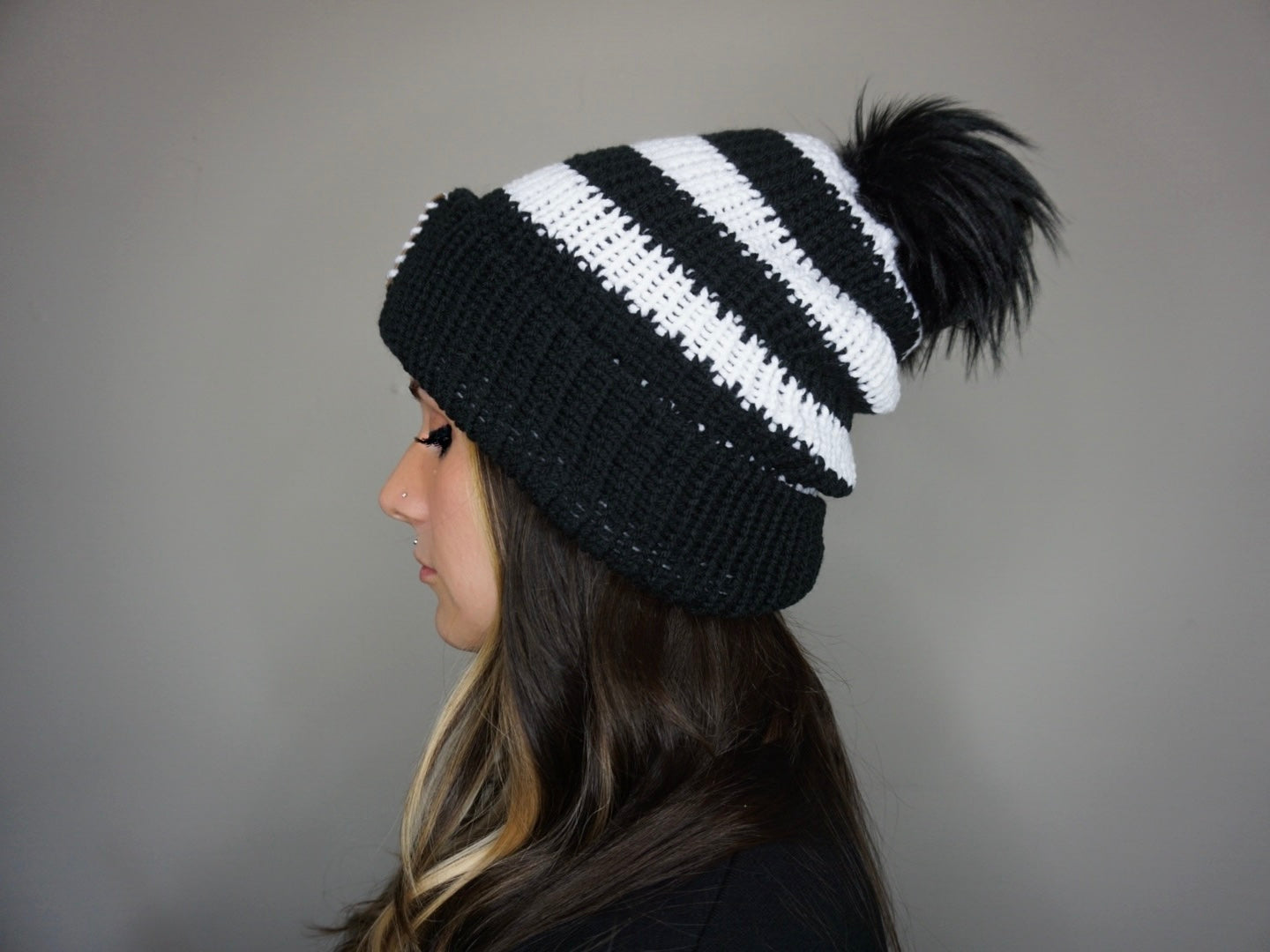 The Striped Fox Beanie - Choose your pom