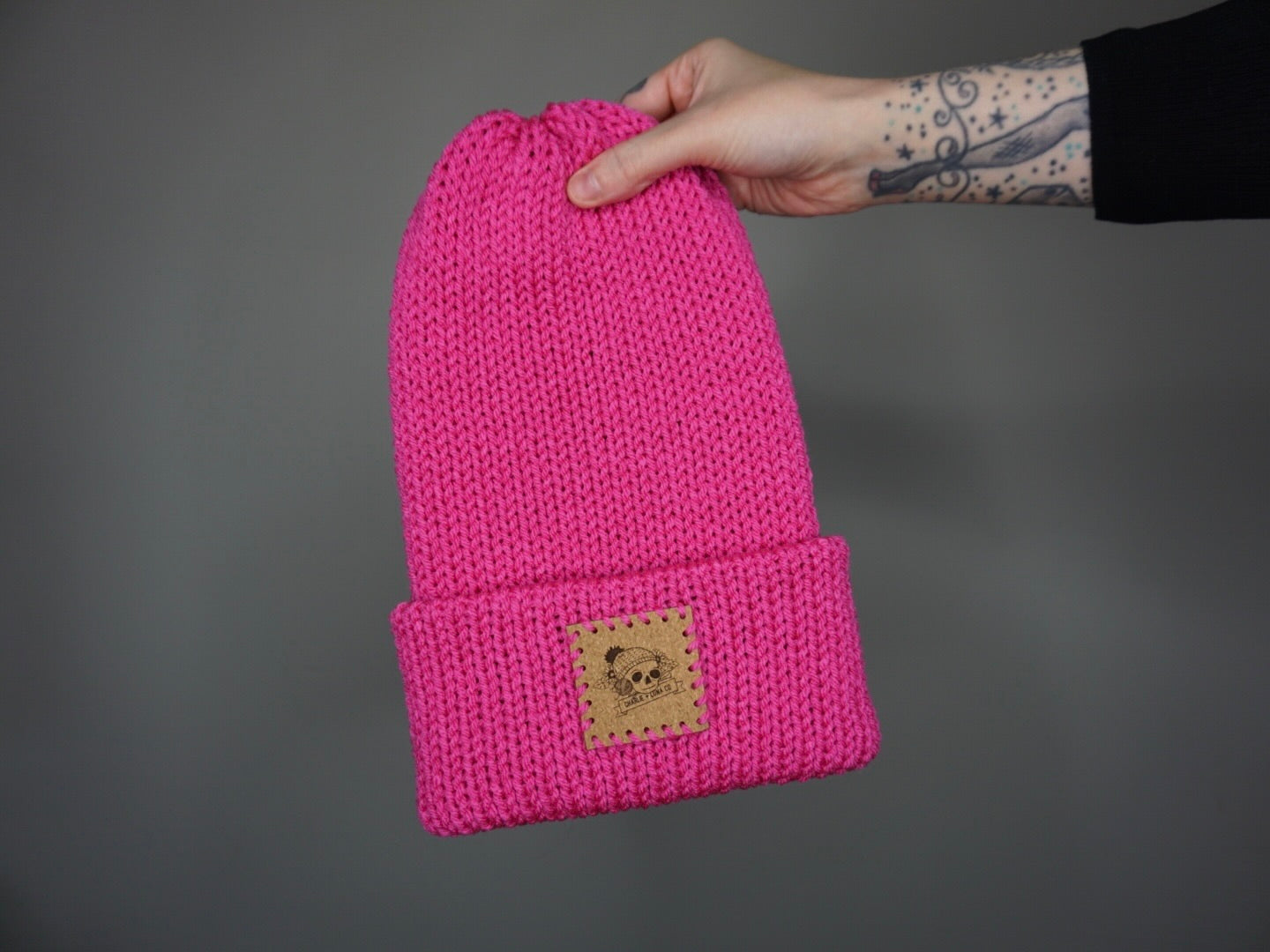 The Fox Beanie in Hot Rose- Choose your pom