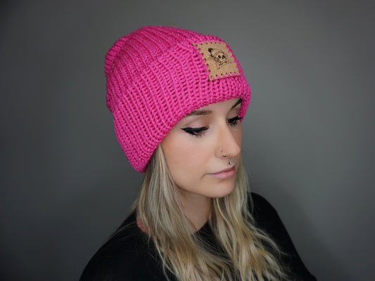 The Fox Beanie in Hot Rose- Choose your pom