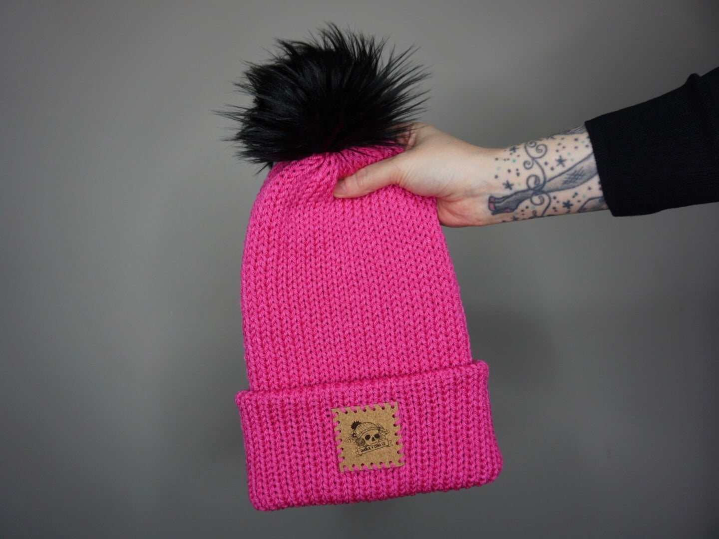The Fox Beanie in Hot Rose- Choose your pom