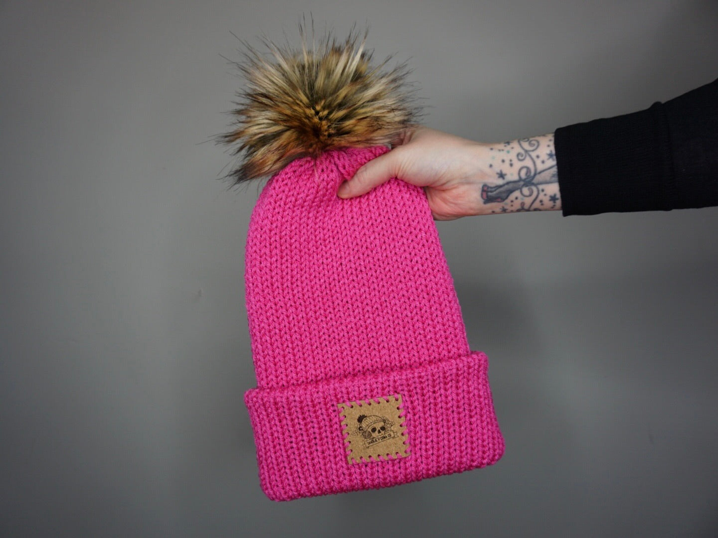 The Fox Beanie in Hot Rose- Choose your pom