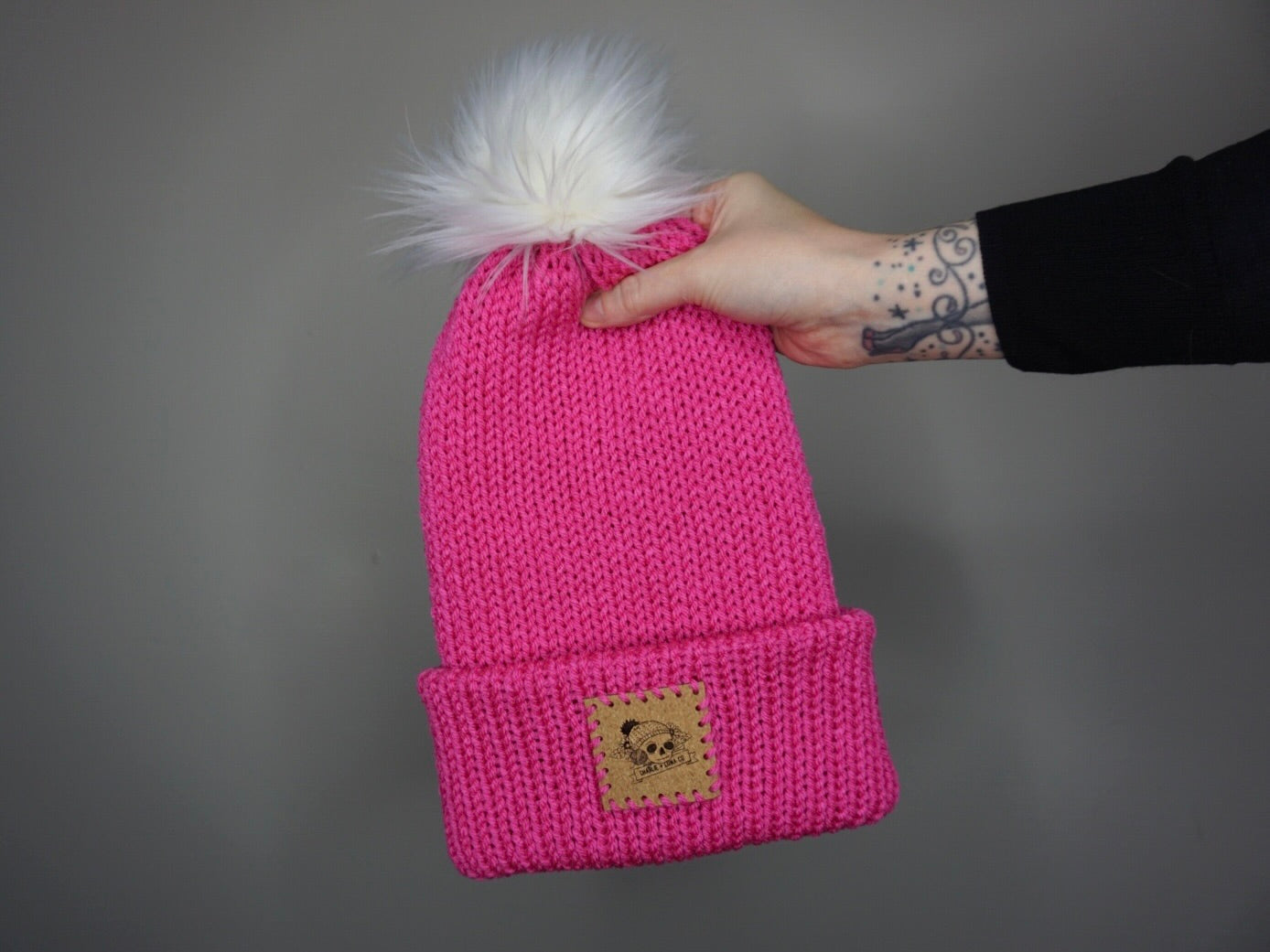 The Fox Beanie in Hot Rose- Choose your pom