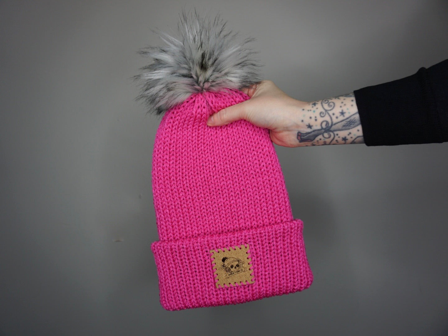 The Fox Beanie in Hot Rose- Choose your pom