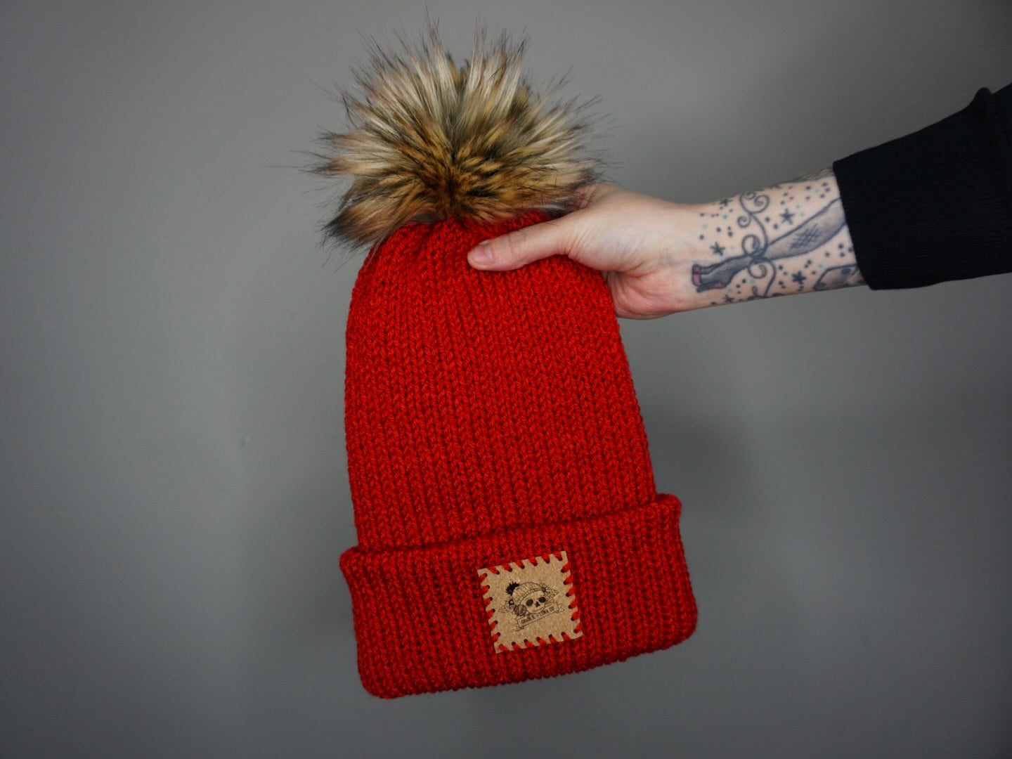 The Fox Beanie in Red- Choose your pom