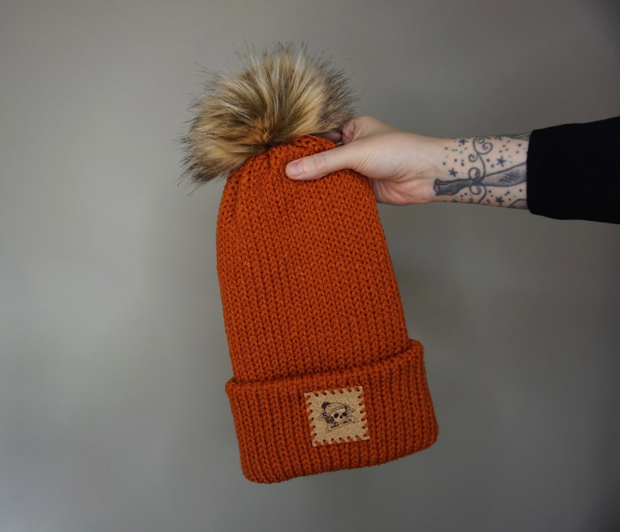 The Fox Beanie in Burnt Orange- Choose your pom