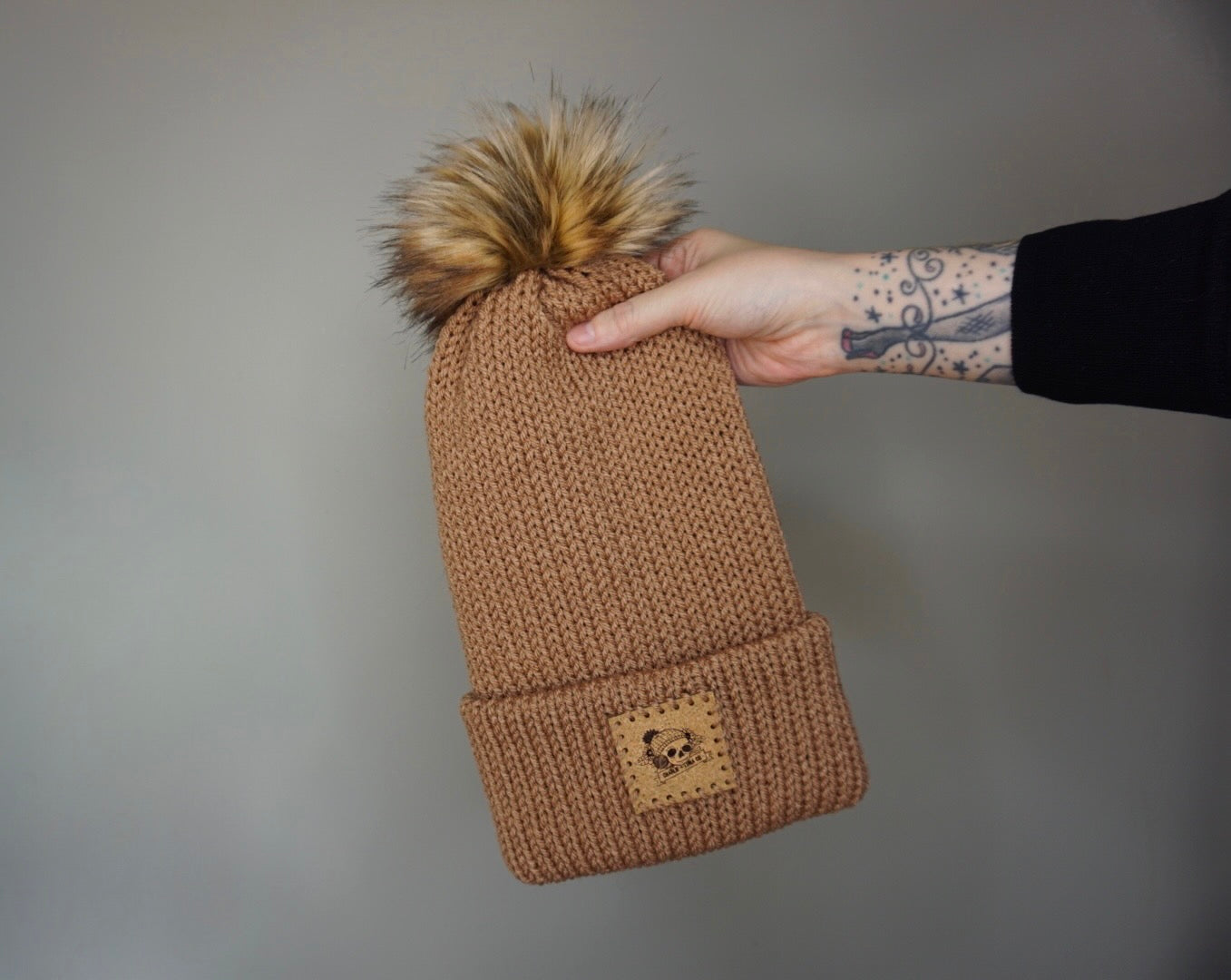 The Fox Beanie in Almond- Choose your pom