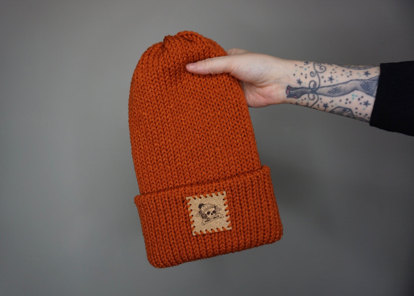 The Fox Beanie in Burnt Orange- Choose your pom