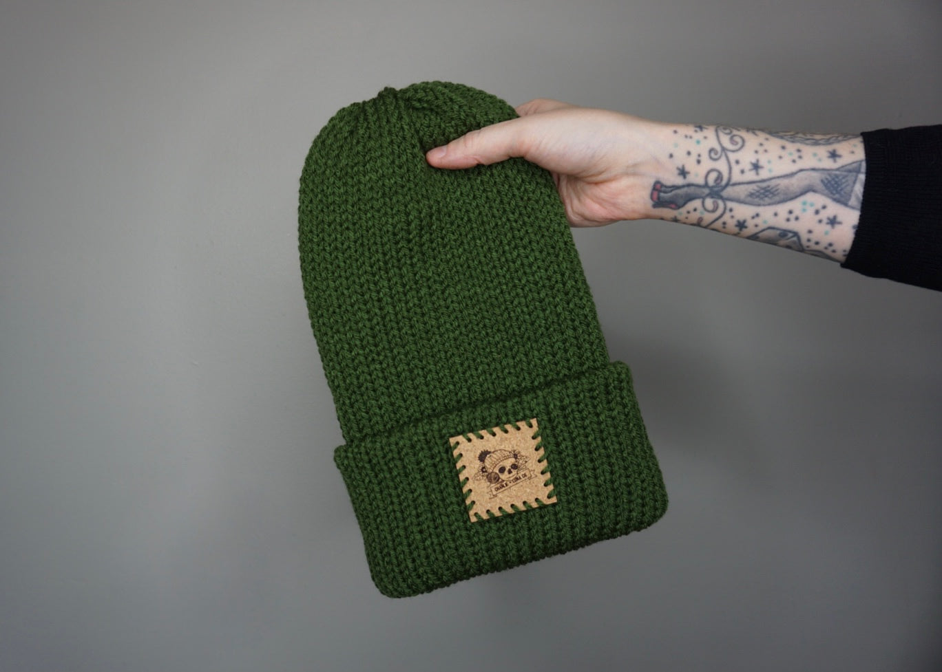 The Fox Beanie in Olive- Choose your pom