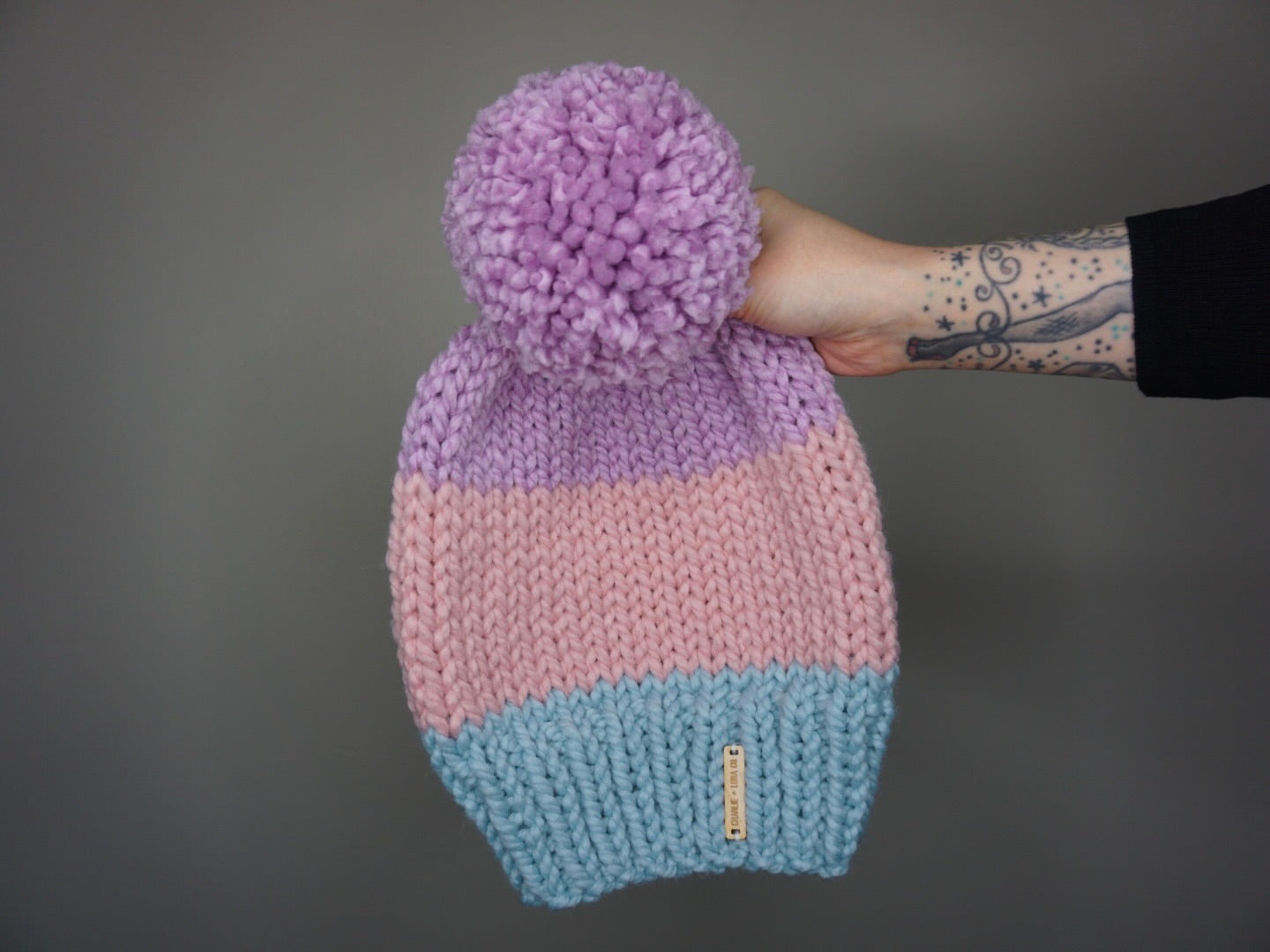 The Colorblock Beanie in Cotton Candy