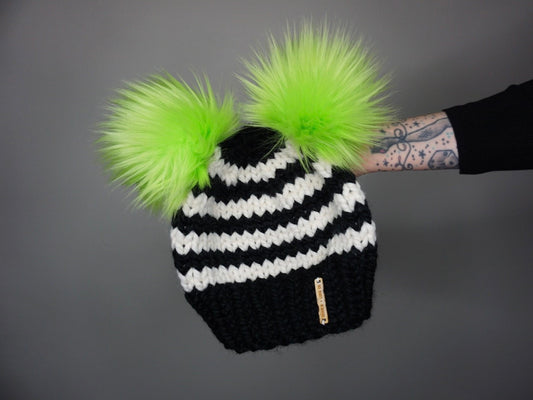 The Beetlejuice Double Pom Beanie - Choose your poms