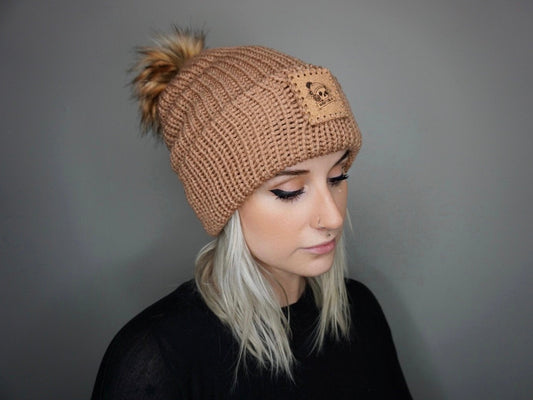 The Fox Beanie in Almond- Choose your pom