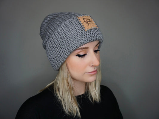 The Fox Beanie in Grey- Choose your pom