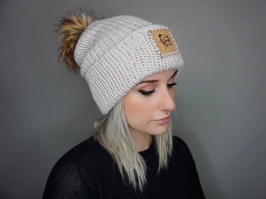 The Fox Beanie in Linen- Choose your pom