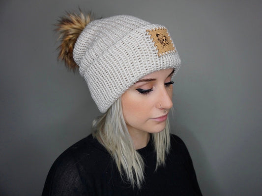 The Fox Beanie in Linen- Choose your pom