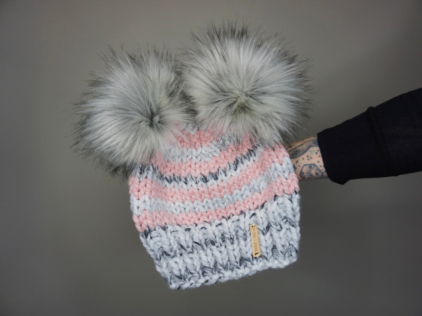 The Striped Double Pom Beanie - Choose your colors