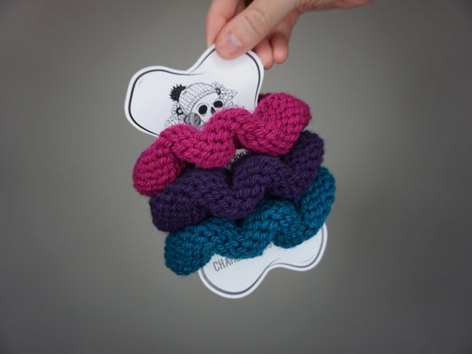 Knit Scrunchie 3 pack in Magenta, Amethyst, and Teal