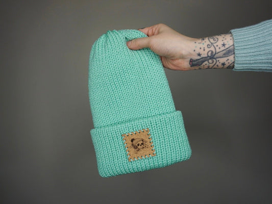 The Fox Beanie in Mint- Choose your pom