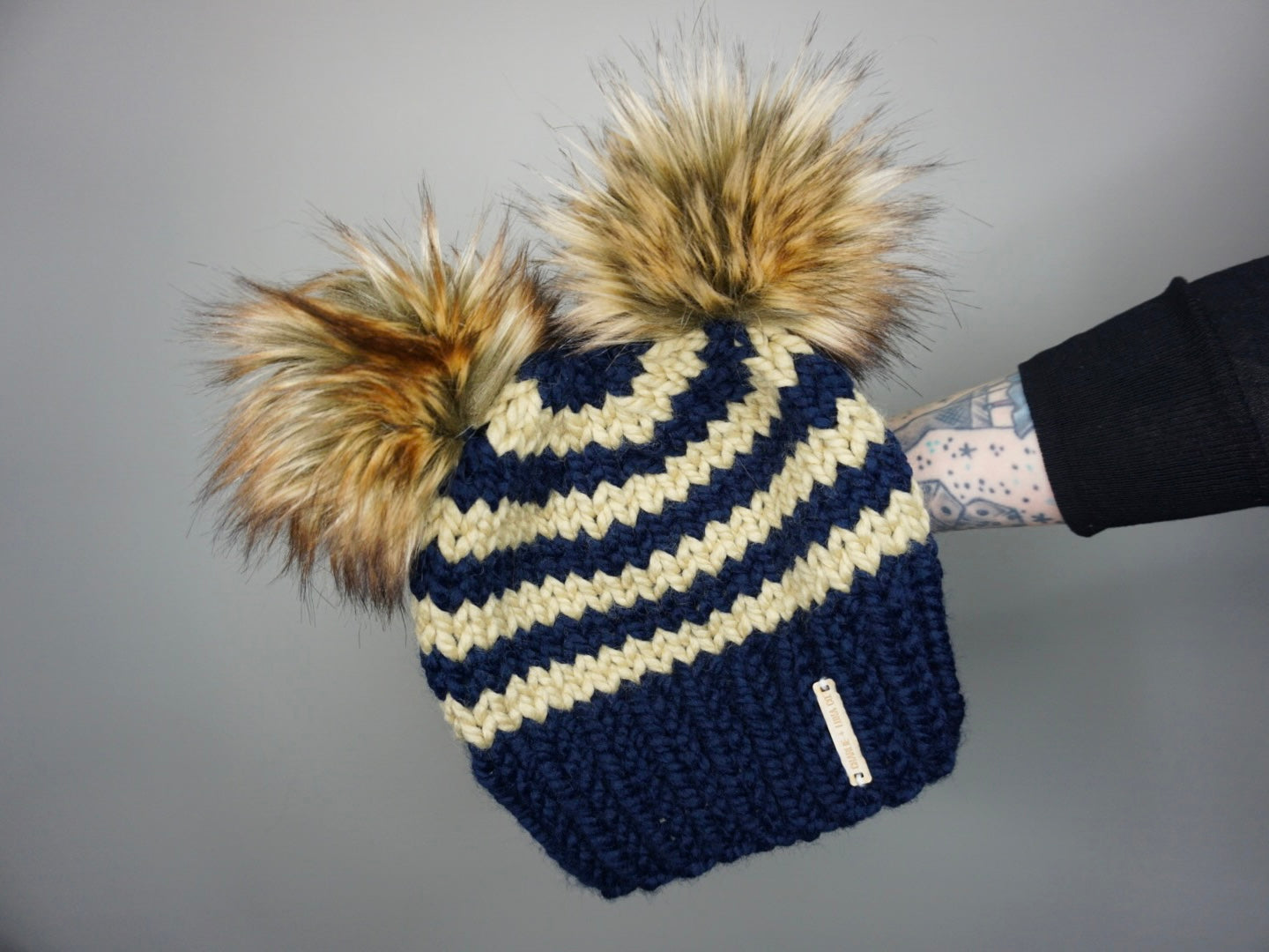 The Striped Double Pom Beanie - Choose your colors