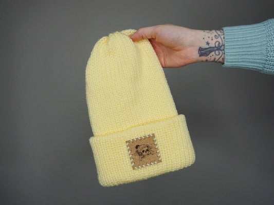The Fox Beanie in Buttercup- Choose your pom
