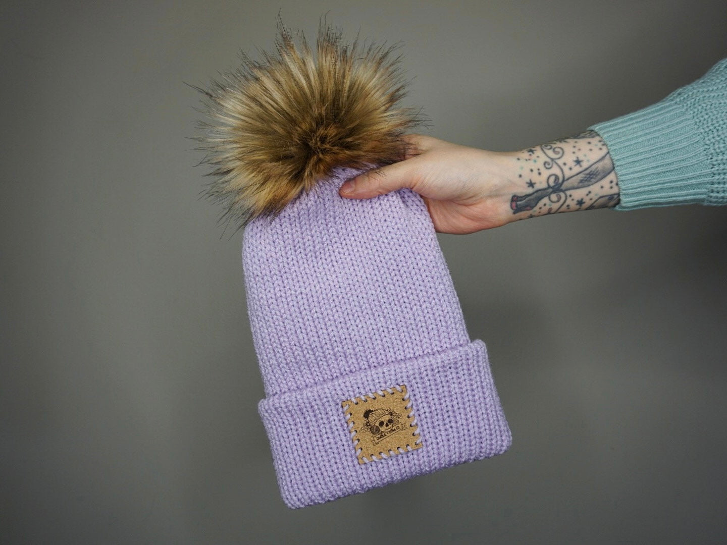 The Fox Beanie in Lavender- Choose your pom