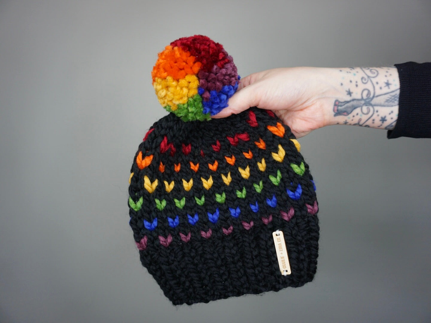 Kids Rainbow Luna Beanie - Choose your pom
