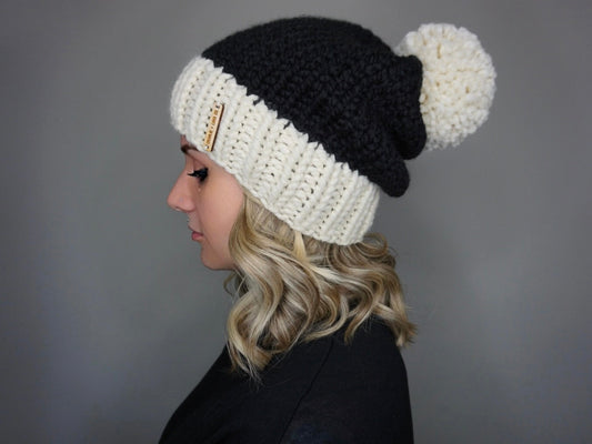 The Black Santa Beanie - Choose Your Pom
