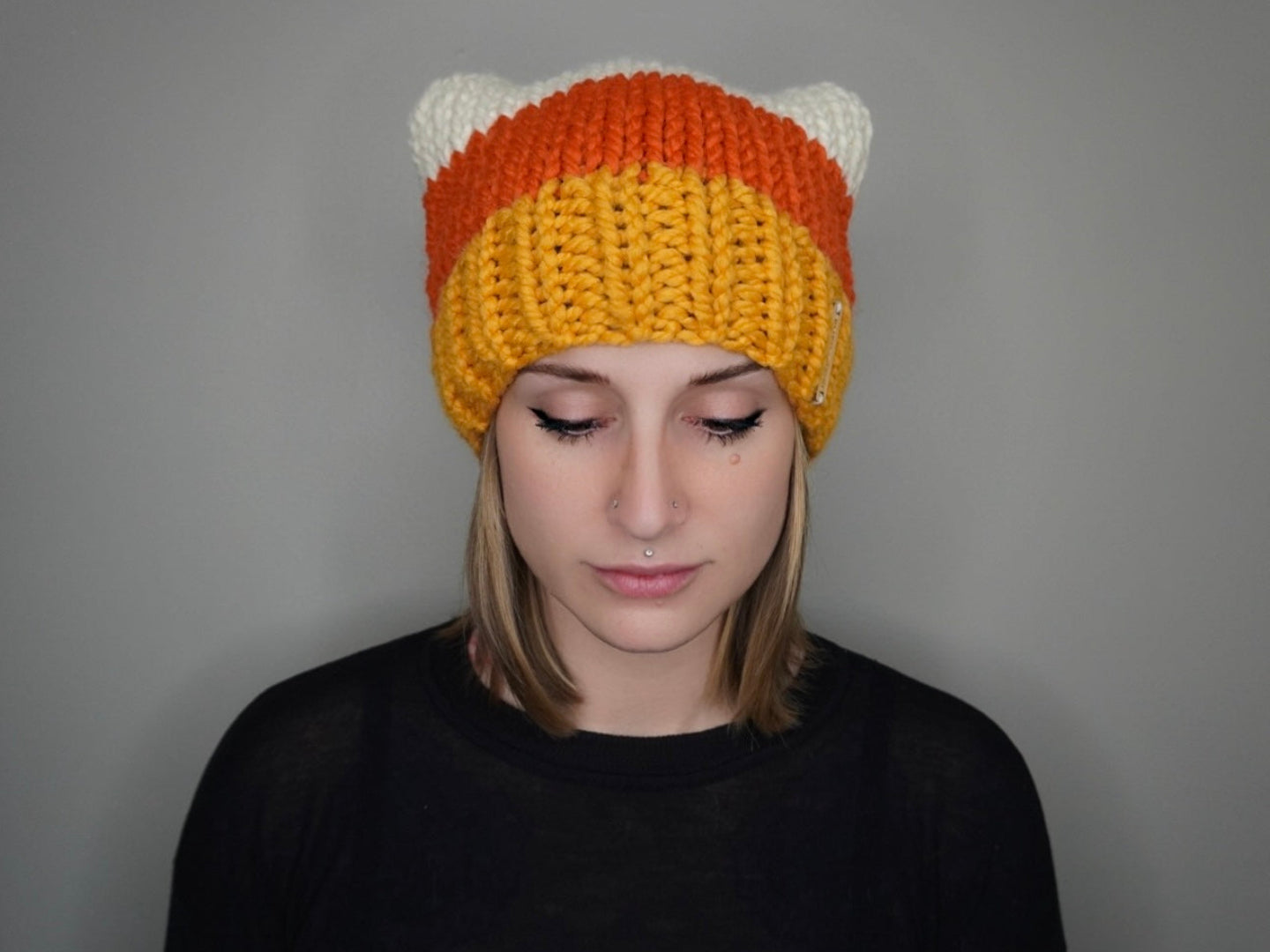 The Candy Corn Cat Ear Beanie
