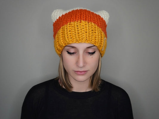 The Candy Corn Cat Ear Beanie