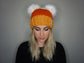 The Candy Corn Double Pom Beanie