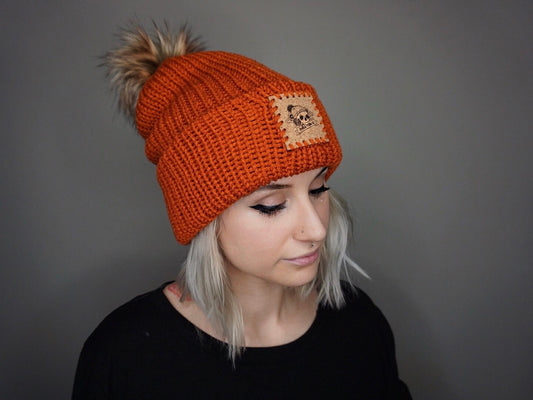 The Fox Beanie in Burnt Orange- Choose your pom